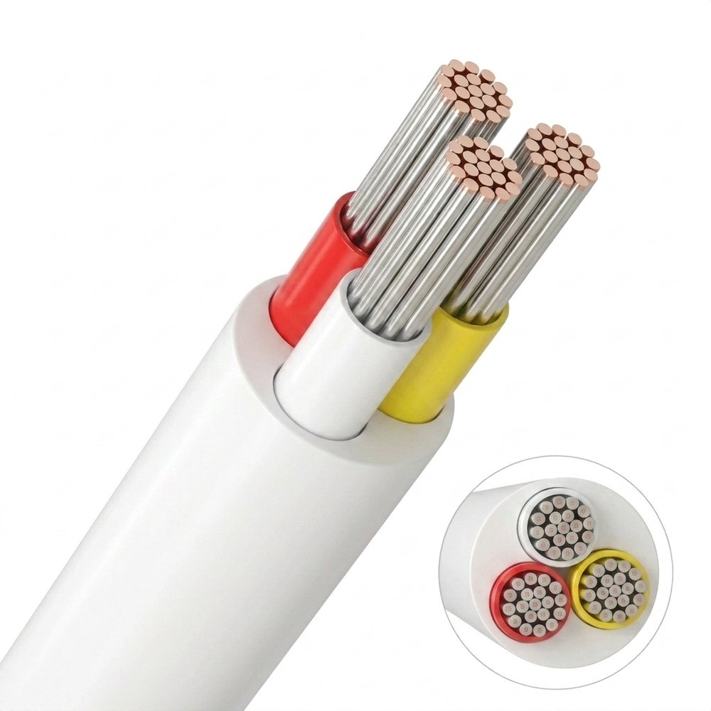 10m CCT-kabel, hvit rund - 3x0,35mm², 12V-24V til LED-strip