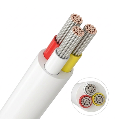 10m CCT-kabel, hvit rund - 3x0,35mm², 12V-24V til LED-strip