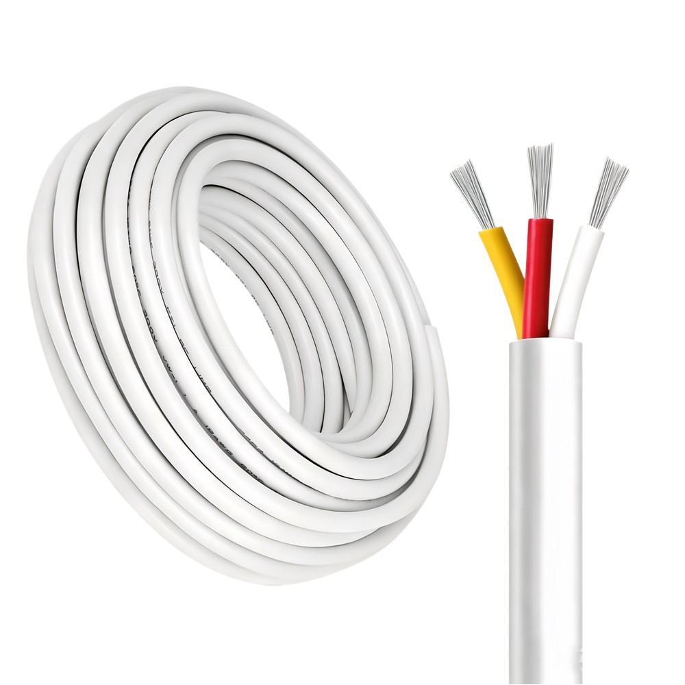 100m CCT-kabel, hvit rund - 3x0,35mm², 12V-24V til LED-strip