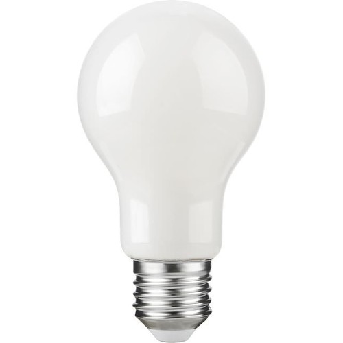 E27 4,9W dimbar LED-pære - A60, filament, opalt glass, 2700K, 600lm