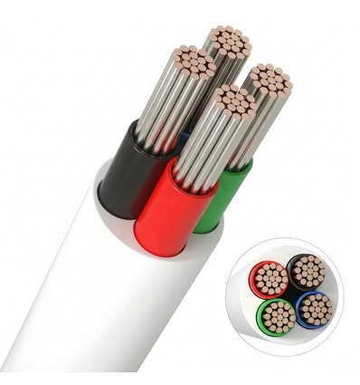 20m RGB-kabel, hvit rund - 4x0,35mm², 12V-24V til LED-strip