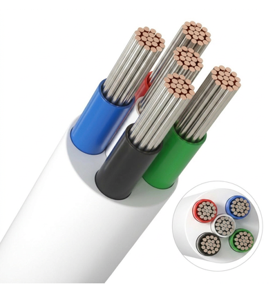 5m RGBW-kabel, hvit rund - 5x0,35mm², 12V-24V til LED-strip