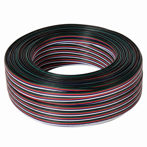 100m 1,2mm² RGBW kabel - 5-leder (16AWG), 12V-24V til LED-strip