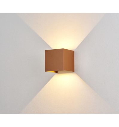 6W dimbar CUBIC PRO vegglampe - IP65, Corten, viderekobling, justerbar, firkantet, opp/ned, inne/ute, inkl. lyskilde