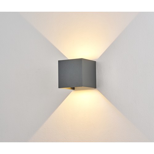 6W dimbar CUBIC PRO vegglampe - IP65, antrasitt, justerbar, opp/ned, inne/ute, inkl. lyskilde