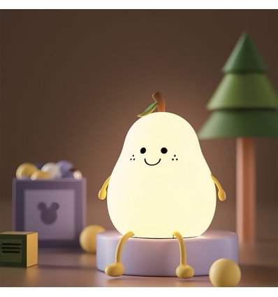 MOCHI Pære Nattlampe til Barn - Silikon, RGB + Varmhvit