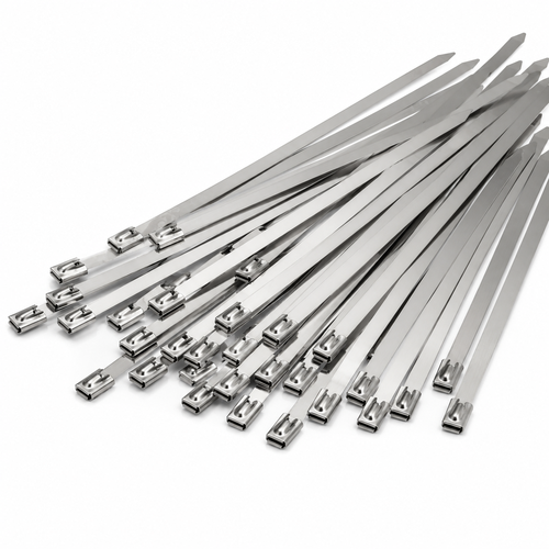 100x Rustfrie Kabelbindere / Strips - 4,6 x 200 mm, Stål, 100 stk.