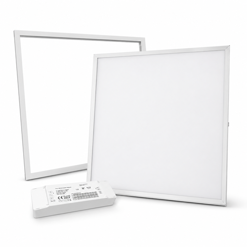 60x60 Troldtekt panel + ramme - komplett sett med dimbar driver
