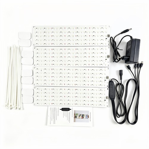 4 stk. plantelys 35W - Inkl. timer, fullspektrum, uten vifte, justerbar lysstyrke, IP20