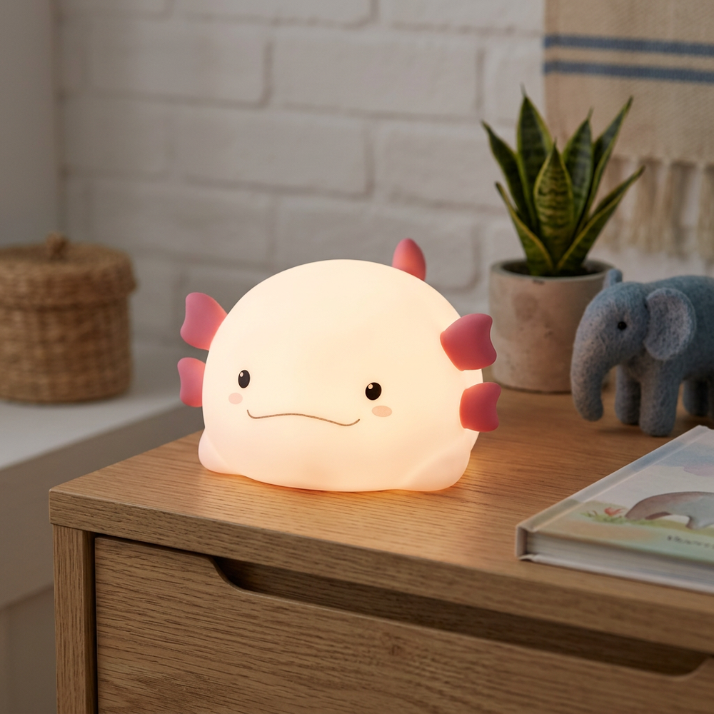 MOCHI Axolotl nattlampe - Silikon, fargeskift + varmhvit, touch dimbar, IP20 innendørs - Dimbar : Dimbar, Kulør : RGB + Varm Hvit