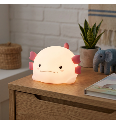 MOCHI Axolotl nattlampe - Silikon, fargeskift + varmhvit, touch dimbar, IP20 innendørs