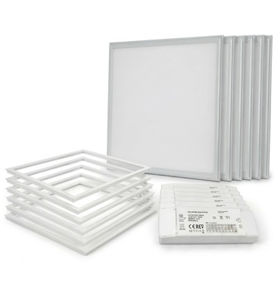 6 stk. Troldtekt panel + ramme - UGR19, 60x60, dimbar driver