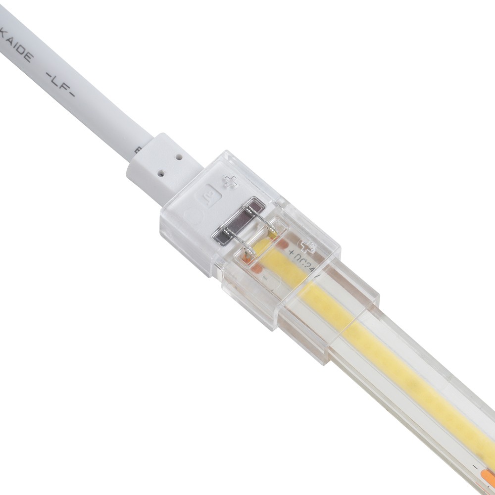 Vanntett startkontakt til LED-strip - 8mm, ensfarget, IP68, 5V-24V, til SMD og COB