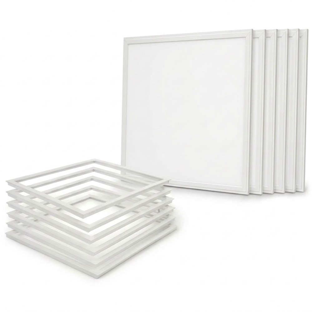 6x 60x60 Trebetongpanel + ramme - Komplett sett, 36W - Dimbar : Ikke dimbar, Kulør : Nøytral