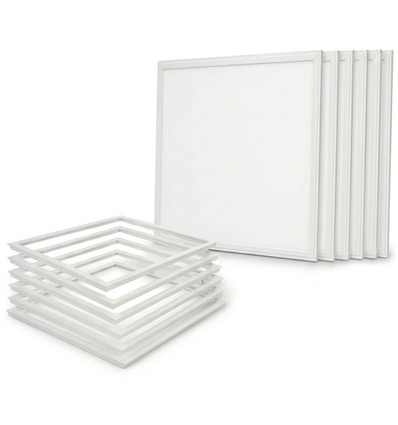 6x 60x60 Troldtekt panel + ramme med fjærer - Høyde: 9mm, Komplett sett, 36W
