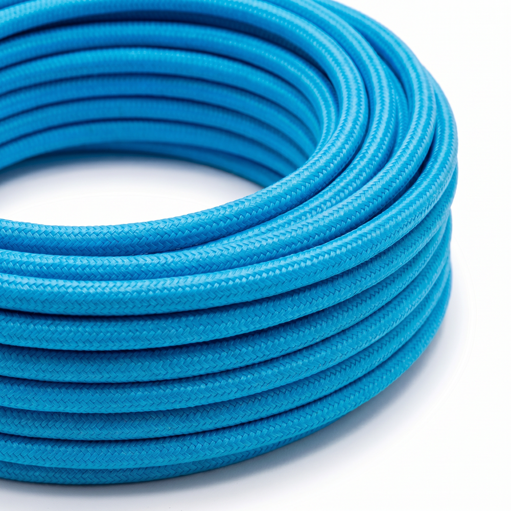 5m Stoffkabel 2x0,75 mm², tekstil - 230V, lyseblå