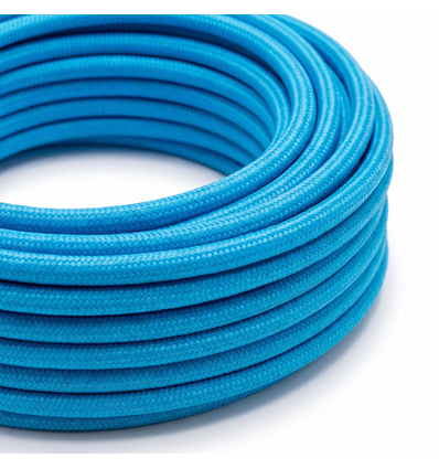 5m Stoffkabel 2x0,75 mm², tekstil - 230V, lyseblå