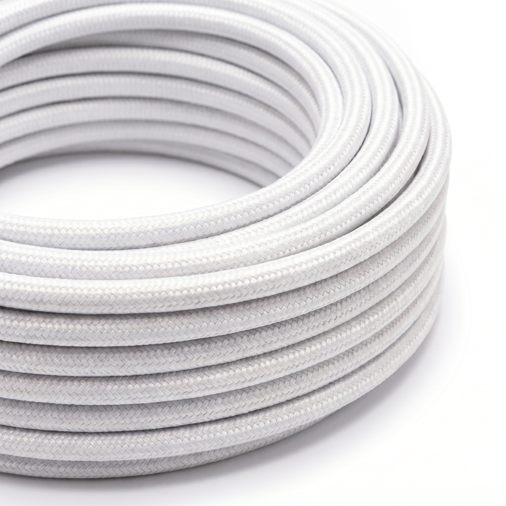 5m Stoffkabel 2x0,75 mm², tekstil - 230V, Hvit