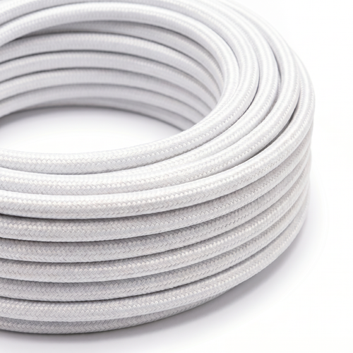 5m Stoffkabel 2x0,75 mm², tekstil - 230V, Hvit