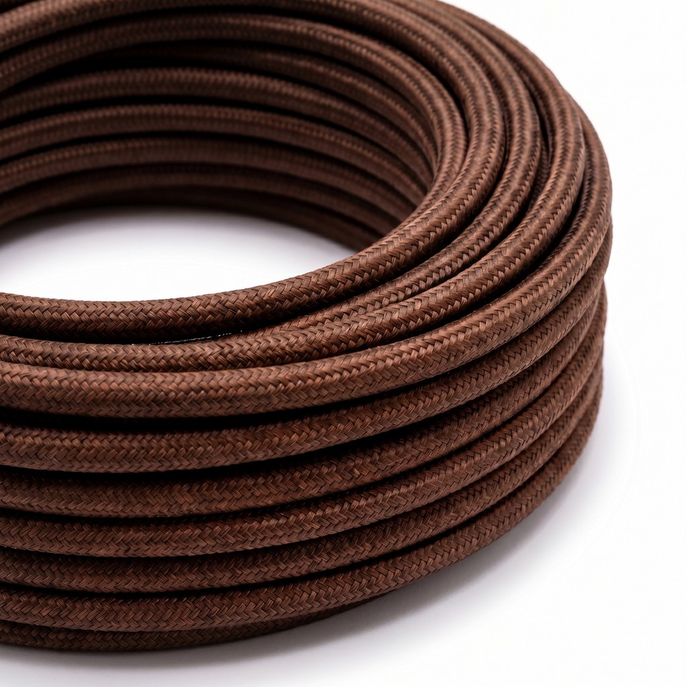 5m Stoffkabel 2x0,75 mm², tekstil - 230V, Kaffefarget