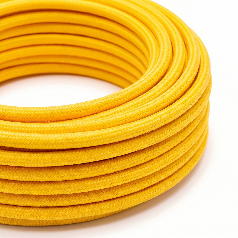 5m Stoffkabel 2x0,75 mm², tekstil - 230V, Gul