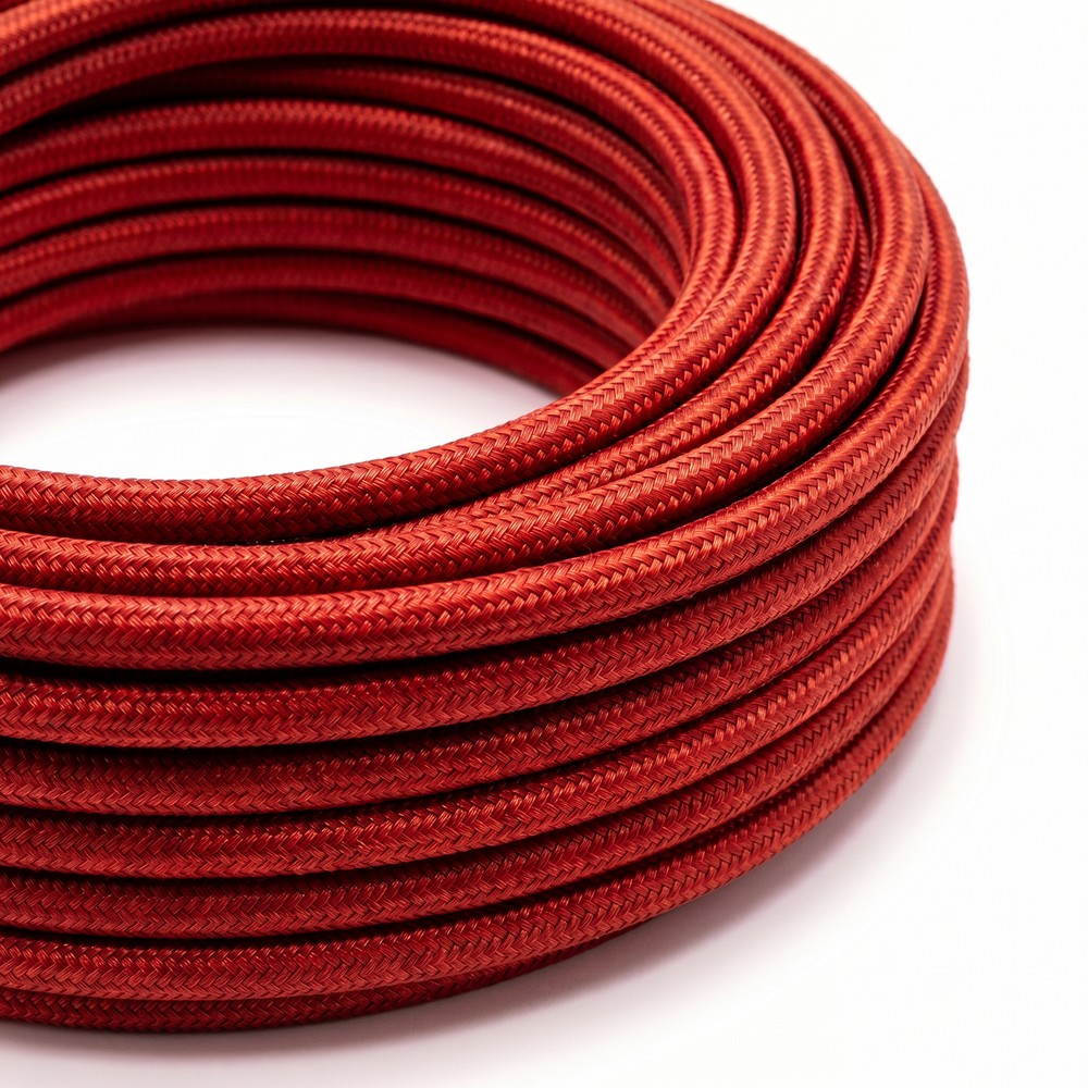 5m Stoffkabel 2x0,75 mm², tekstil - 230V, Rød