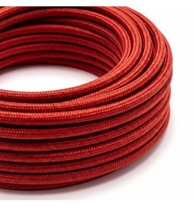 5m Stoffkabel 2x0,75 mm², tekstil - 230V, Rød