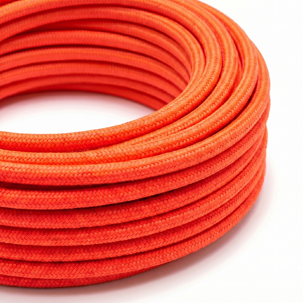 5m Stoffledning 2x0.75 mm², tekstil - 230V, Neon Oransje