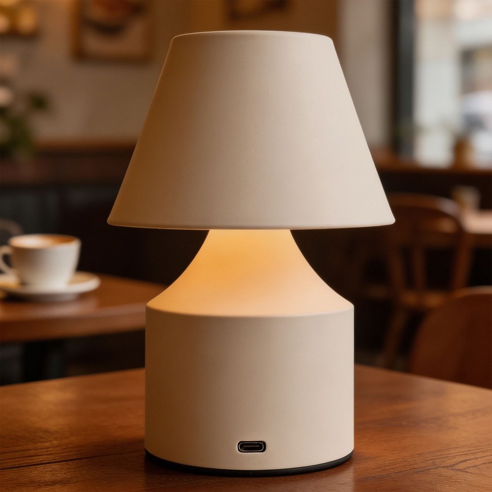 Oppladbar LED bordlampe - Krem, touch dimbar, 3-i-1, IP20 innendørs - Dimbar : Dimmer innebygd, Kulør : 3-i-1