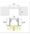 1 meter LED skapbelysning - 6mm høy, 12V DC, 9W