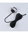 Sauna downlight sort - 24V DC, RA93, 1,1W, 3m ledning, Hull: Ø3 cm, Mål: Ø3,5 cm