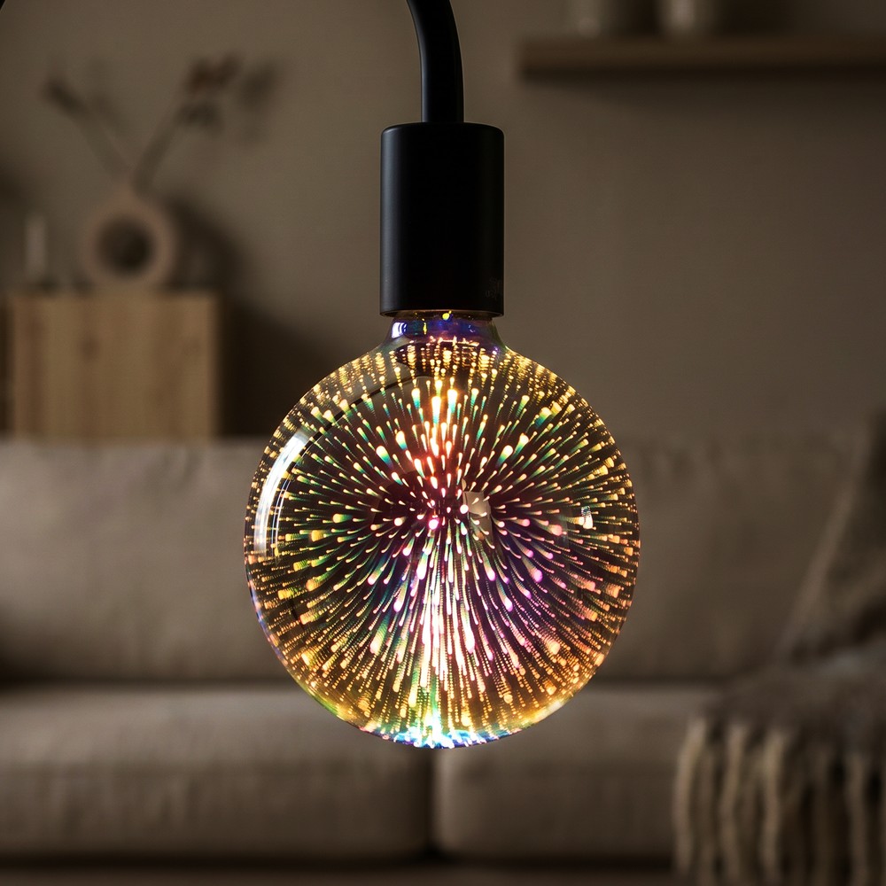 3D LED Pære 4W E27 - Stjerne effekt, 3000K, G125 - Kulør : Varm