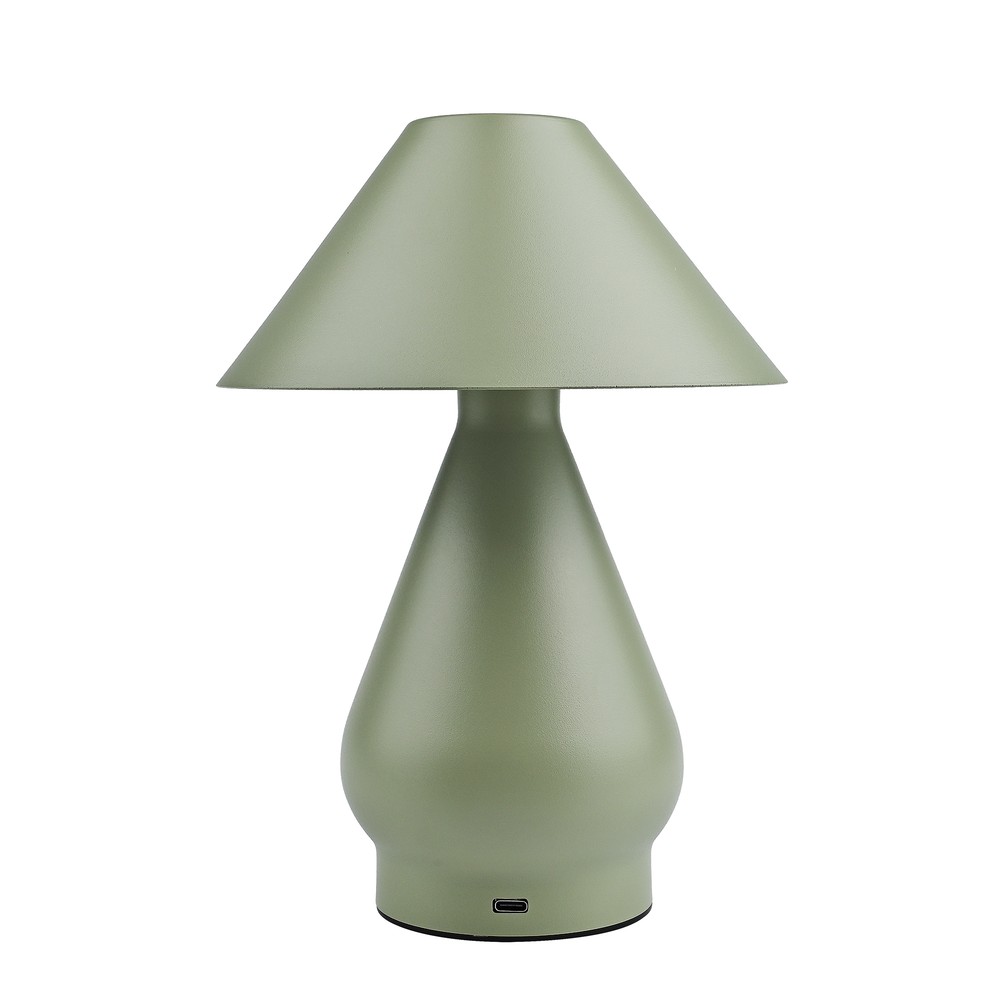 Oppladbar LED bordlampe - Grønn, Ø16cm, 21,5cm høy, touch dimbar, 3i1, IP20 innendørs - Dimbar : Dimmer innebygd, Kulør : 3-i-1