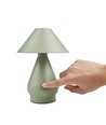 Oppladbar LED bordlampe - Grønn, Ø16cm, 21,5cm høy, touch dimbar, 3i1, IP20 innendørs