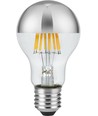 E27 6,5W dimbar LED kronepære - Toppforsølvet, A60, filament, 2500K, sølv finish