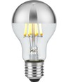 E27 6,5W dimbar LED kronepære - Toppforsølvet, A60, filament, 2500K, sølv finish