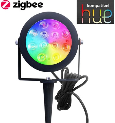 Outlet: Zigbee Pro LED Hagespot 25W RGB+CCT, 2100LM, IP65, 230V - Sort