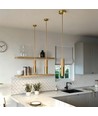 Lampeholder & takkopp, Designer - Tre og gull-look, 2m ledning