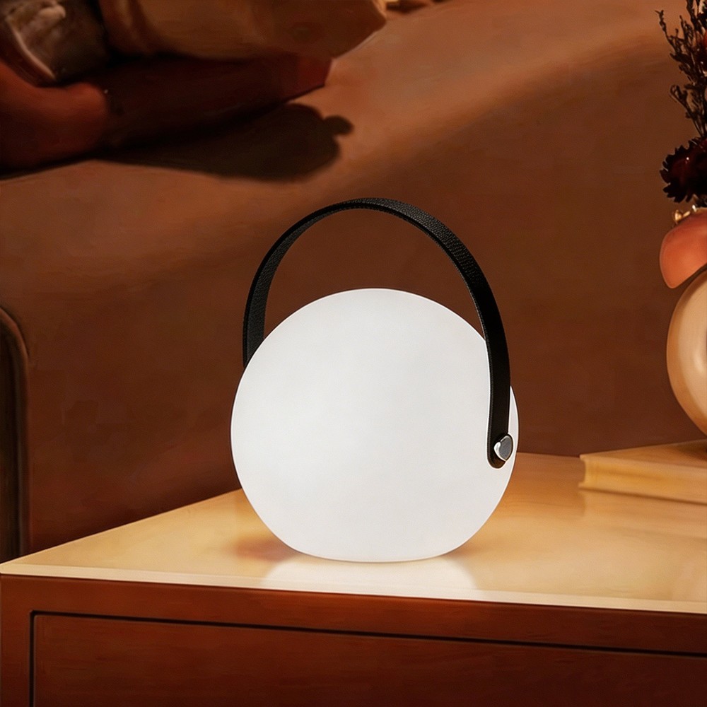 Oppladbar RGB LED bordlampe Ø13cm - Hvit, inkl. fjernkontroll, IP54 utendørs - Dimbar : Via fjernkontroll, Kulør : RGB