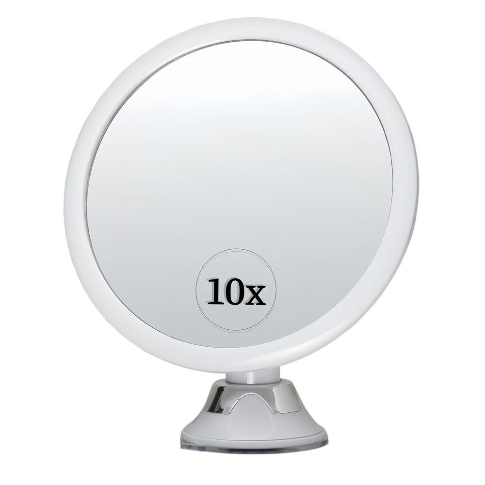 Makeupspeil med innebygd LED-lys - 3xAAA, trinnløs dimming, sugekopp og forlenger