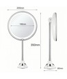 Makeupspeil med innebygd LED-lys - 3xAAA, trinnløs dimming, sugekopp og forlenger
