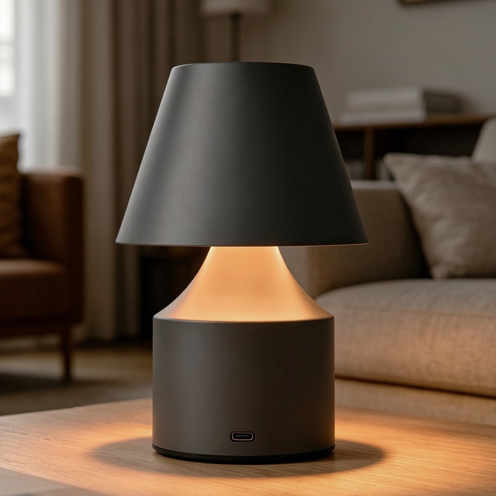 Oppladbar LED bordlampe - Grå, touch dimbar, 3i1, IP20 innendørs - Dimbar : Dimmer innebygd, Kulør : 3-i-1