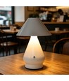 Oppladbar LED bordlampe - Hvit, Ø16cm, 21,5cm høy, touch dimbar, 3i1, IP20 innendørs