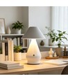 Oppladbar LED bordlampe - Hvit, Ø16cm, 21,5cm høy, touch dimbar, 3i1, IP20 innendørs