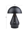 Oppladbar LED bordlampe - Sort, Ø15cm, 22cm høy, touch dimbar, 3-i-1, IP20 innendørs