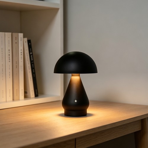 Oppladbar LED bordlampe - Sort, Ø15cm, 22cm høy, touch dimbar, 3-i-1, IP20 innendørs