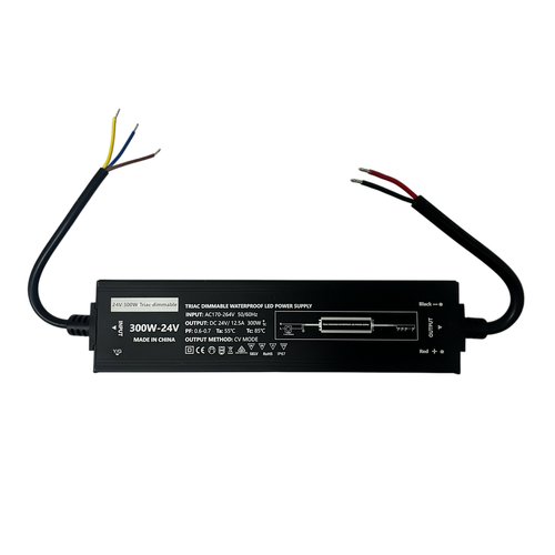 300W / 24V DC dimbar strømforsyning - 12,5A, IP67, Flicker free