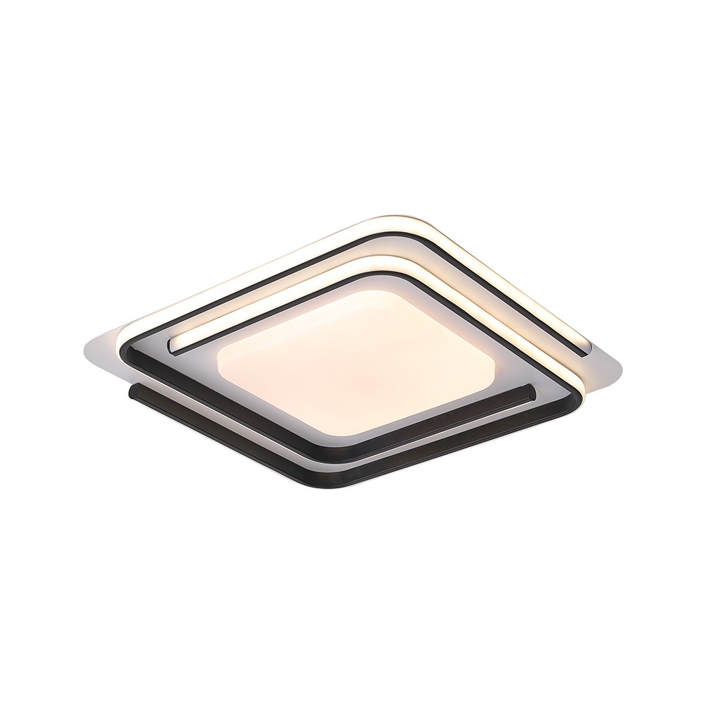 60W LED design taklampe - CCT 3-i-1, dimbar med fjernkontroll, hvit/sort kant - Kulør : 3-i-1