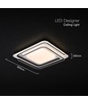 60W LED design taklampe - CCT 3-i-1, dimbar med fjernkontroll, hvit/sort kant