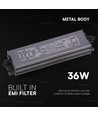 36W / 24V DC strømforsyning til LED-strips - 1.5A, IP67 vanntett